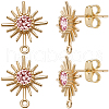 Beebeecraft 10Pcs Brass with Pink Cubic Zirconia Stud Earring Findings KK-BBC0013-36-1