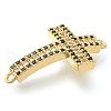 Brass Pave Black & Clear Cubic Zirconia Connector Charms KK-M101-02I-G01-2