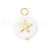 3Pcs 3 Styles Natural Freshwater Shell Flat Round Charms PALLOY-JF04018-02-3