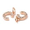 Brass Micro Pave Grade AAA Cubic Zirconia Charms ZIRC-P067-11RG-C-NR-3