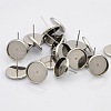 304 Stainless Steel Flat Round Stud Earring Settings STAS-N019-21-12mm-2