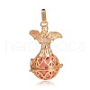 Golden Plated Brass Hollow Round Cage Pendants KK-J251-03G-2