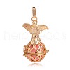 Golden Plated Brass Hollow Round Cage Pendants KK-J251-03G-2