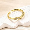 Brass Micro Pave Clear Cubic Zirconia Cuff Rings for Women RJEW-H247-07G-2
