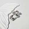 Cross Brass Micro Pave Clear Cubic Zirconia with Plastic Pearl Cuff Rings for Women FS-WG3432A-01-3