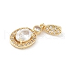 Oval Brass Micro Pave Cubic Zirconia Pendants KK-M326-15G-2