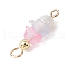 Frosted Flower Natural Cultured Freshwater Pearl & Acrylic Connector Charms PALLOY-JF03590-03-5