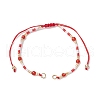 4mm Faceted Round Dyed Natural Agate Beads & Handmade Seed Beads Braided Bracelet Making AJEW-MZ00003-01-1
