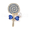 Lollipop Zinc Alloy Rhinestone Lapel Pins for Backpack Clothes JEWB-D305-03A-G-1