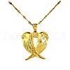 Heart Wing Stainless Steel Clear Cubic Zirconia Pendant Necklaces for Women FS-WG5CA89-01-4