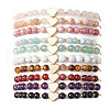 Heart Natural Gemstone Round Beads Braided Nylon Thread Bracelets for Women BJEW-MZ00166-2