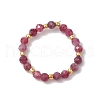 Natural Red Tourmaline Beaded Stretch Rings for Women RJEW-JR00868-12-2