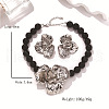 Flower Alloy & Resin Beaded Pendant Necklaces & Earrings FS-WG89CBB-01-3
