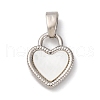 Brass Pave Natural White Shell Heart Charms KK-P308-04P-1