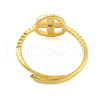 Flat Round with Cross Clear Cubic Zirconia Adjustable Rings RJEW-L120-002G-3