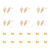 Unicraftale 12Pcs Leaf Brass Cubic Zirconia Stud Earring Findings KK-UN0002-28-1