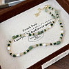 Natural Pearl & Natural Green Aventurine & Synthetic Malachite Beaded Necklaces for Women WX8119-4