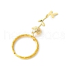 Brass Flower & 201 Stainless Steel Letter A~Z Pendant Keychain KEYC-JKC00801-5