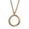 2Pcs 2 Colors Valentine's Day 304 Stainless Steel Flat Roun Loket Pendant Couple Necklaces for Women Men NJEW-JN05125-5