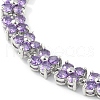 Noble Gift Ideas for Lady Platinum Tone Brass Micro Pave Cubic Zirconia CZ Flower Link Chain Bracelets BJEW-L472-05-1-2