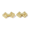 Rack Plating Brass Micro Pave Clear Cubic Zirconia Fold Over Clasps KK-G448-01G-1