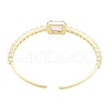 Cubic Zirconia Rectangle Open Cuff Bangle BJEW-G651-05G-01-2