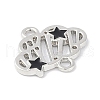 Rack Plating Alloy Black Enamel Cloud with Star Links Connector Charms PALLOY-F018-04P-01-2
