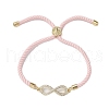 Infinity Brass Micro Pave Clear Cubic Zirconia Link Bracelets BJEW-JB10646-03-1