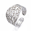304 Stainless Steel Leaf Wrap Open Cuff Ring RJEW-T023-37P-3