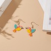 Glass Seed Braided Woodpecker Dangle Earrings EJEW-MZ00031-3