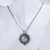 Sunflower Alloy Diffuser Locket Pendant Necklaces with Black Velvet Aromatherapy Pads Inside UW7734-1