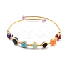 Natural Mixed Stone Wrapped Cuff Bangle BJEW-A122-06-1