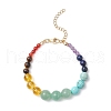 7 Chakra Natural Amethyst & Carnelian & Green Aventurine & Tiger Eye & Lapis Lazuli & Quartz Crystal & Synthetic Green Turquoise Round Beaded Bracelets BJEW-TA00632-2