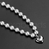 Hip-Hop Style 304 Stainless Steel & Plastic Pearl Heart Pendant Necklaces FS-WGD9F57-01-2