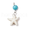 4Pcs 4 Styles Round Dyed Synthetic Turquoise & Natural Mixed Shell Pendants PALLOY-JF03813-3