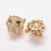 Brass Micro Pave Cubic Zirconia Leopard Beads ZIRC-L007-41G-2