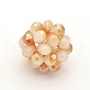 Electroplate Rondelle Imitation Jade Glass Crystal Round Woven Beads X-GLAA-A034-6mm-E-2