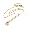 Brass Micro Pave Cubic Zirconia Flower Pendant Necklaces for Women NJEW-E106-03KCG-04-2