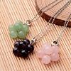 Flower Natural Gemstone Pendant Necklaces NJEW-JN01554-1