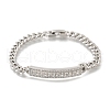 Brass Micro Pave Clear Cubic Zirconia Rectangle Link Bracelets BJEW-F498-01B-P-2