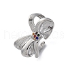 304 Stainless Steel with Rhinestone Adjustable Cuff Rings RJEW-Q020-18P-2