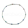 Ion Plating(IP) 304 Stainless Steel Round Snake Chain Necklace with Oval Beaded NJEW-E098-04RC-1
