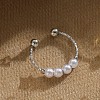 Mother's Day Jewellery Four Natural Freshwater Pearl Oval Beaded Finger Rings WG9E4BA-06-1
