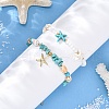 2Pcs 2 Styles Summer Beach Synthetic Turquoise & Natural Sea Shell & Glass Braided Bead Anklets AJEW-TA00039-1