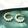 Flower Brass ABS Imitation Pearl Stud Earrings EJEW-M082-05G-1