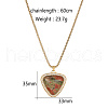 Golden Tone Stainless Steel Pave Natural Unakite Heart Pendant Necklaces LT1707-1-1