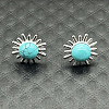 Alloy Natural Tiger Eye Flower Stud Earrings OL8231-2-1
