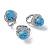 Natural & Synthetic Mixed Gemstone Round Adjustable Finger Rings RJEW-K241-05P-5