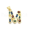 Brass Micro Pave Clear Cubic Zirconia Pendants KK-G521-01G-M-01-1