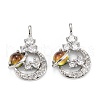 Brass Clear Cubic Zirconia Glass Pendants ZIRC-C024-21P-2